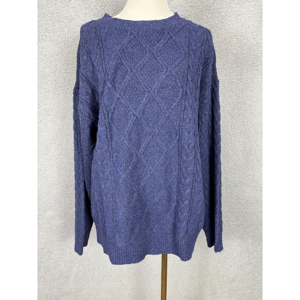 Ultra Flirt Juniors' Rory Chunky Cable-Knit Long Sleeve Sweater Blue Large NWT's